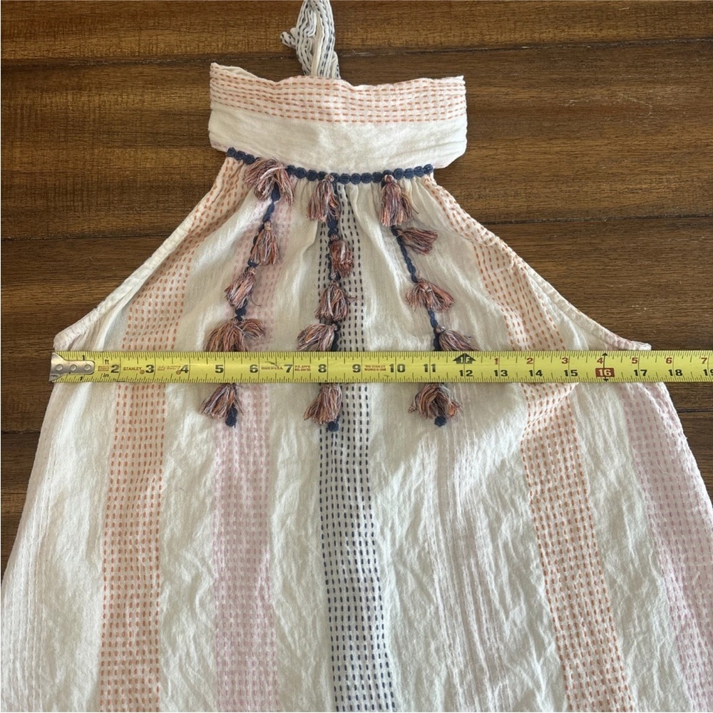 THML Anthropologie Boho Tank Top Embroidered Sz L Tassel Halter Gauze Sleeveless - Picture 7 of 14